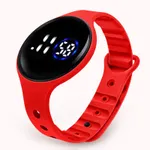 Kids LED Watch Digital Smart Round Dial Electronic Watch Bracelet (With Packing Box) (With Electricity) Red