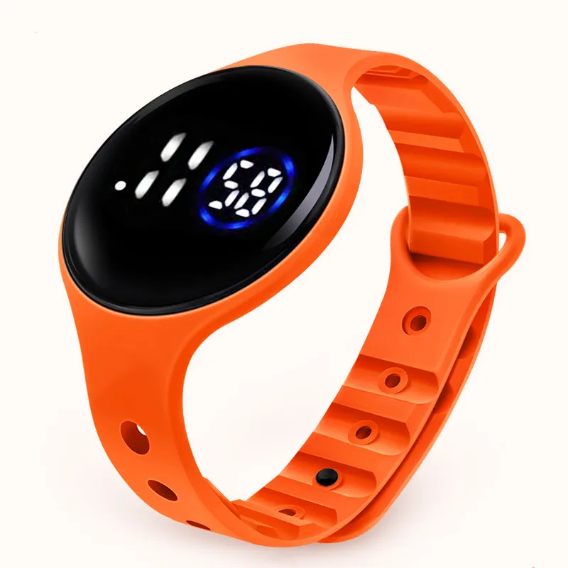 Kinder LED Uhr Digital Smart Round Dial Elektronische Uhr Armband (mit Verpackungsbox) (mit Strom) orange big image 1