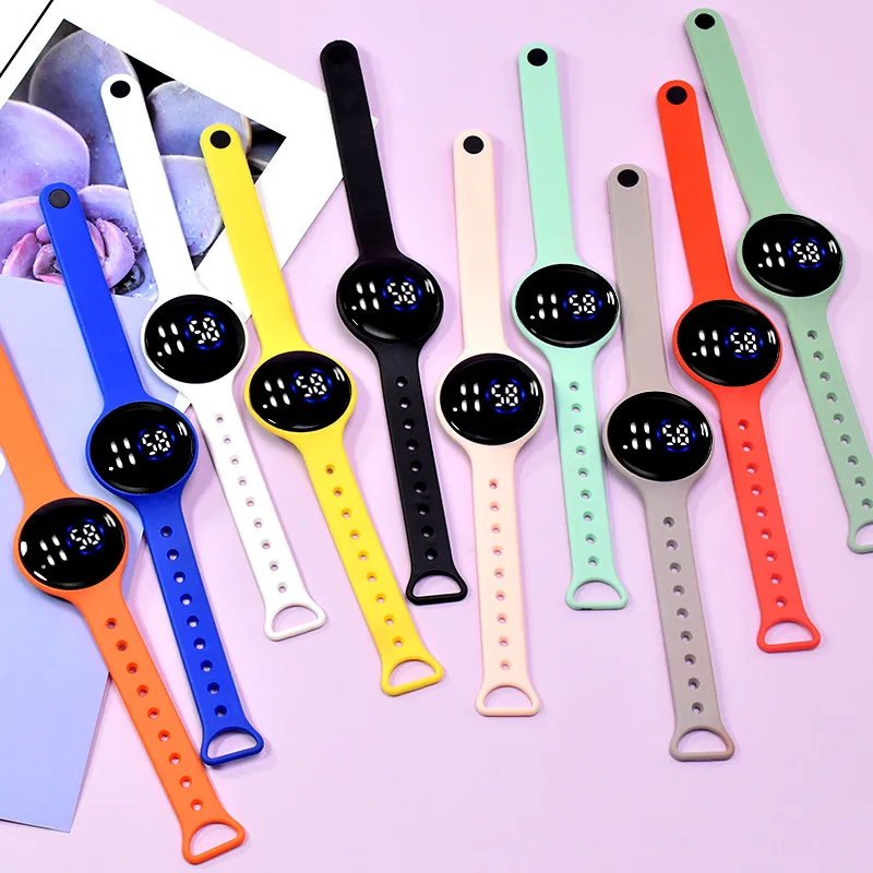 Kids LED Watch Digital Smart Round Dial Electronic Watch Bracelet (With Packing Box) (With Electricity)