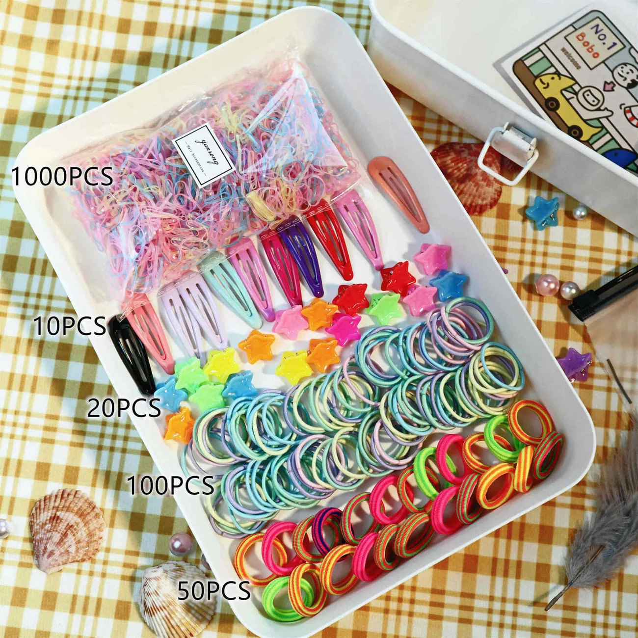 1180-pack Multi-Style Hair Ties and Hair Clips Hair Accessory Sets for Girls Color-A big image 1