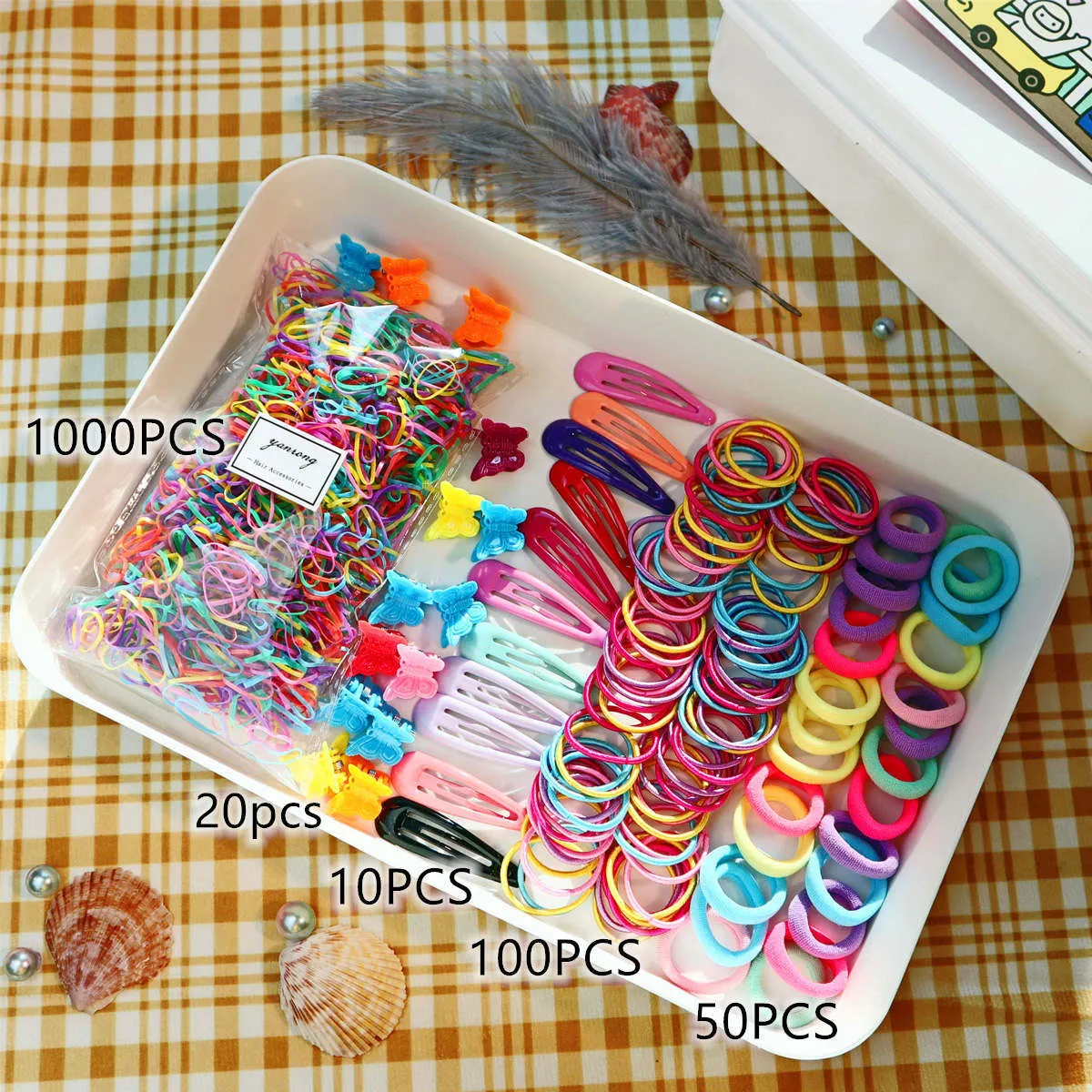 1180-pack Multi-Style Hair Ties and Hair Clips Hair Accessory Sets for Girls Color-C big image 1