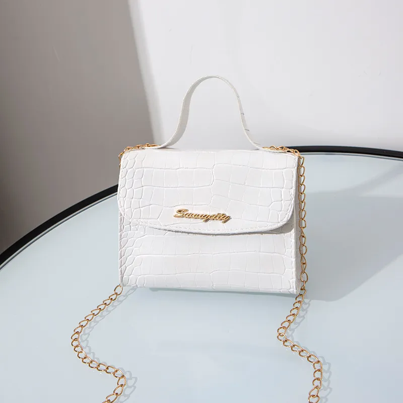Toddler / Kid Croc Embossed Handle Satchel Handbag Crossbody Shoulder Bag White