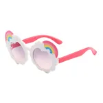نظارات كرتونية للأطفال بألوان قوس قزح مزخرفة (مع علبة نظارة) أبيض