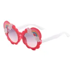 نظارات كرتونية للأطفال بألوان قوس قزح مزخرفة (مع علبة نظارة) احمر ابيض