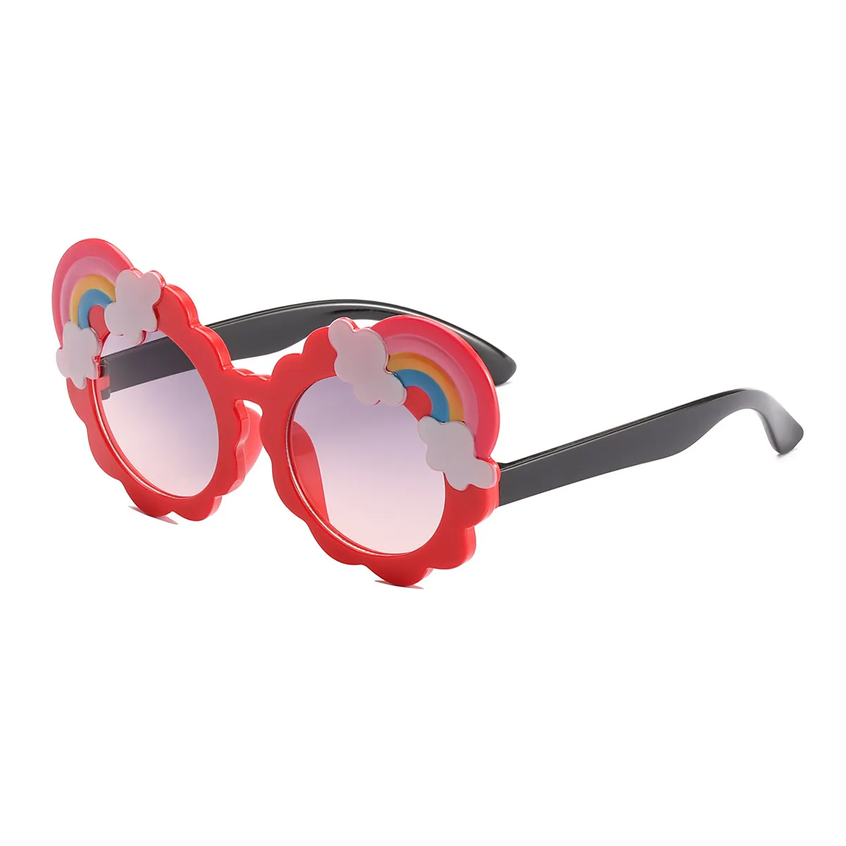 نظارات كرتونية للأطفال بألوان قوس قزح مزخرفة (مع علبة نظارة) أحمر big image 1