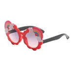 نظارات كرتونية للأطفال بألوان قوس قزح مزخرفة (مع علبة نظارة) أحمر