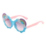 نظارات كرتونية للأطفال بألوان قوس قزح مزخرفة (مع علبة نظارة) أزرق
