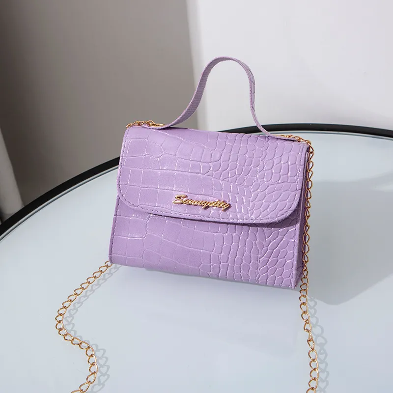 Toddler / Kid Croc Embossed Handle Satchel Handbag Crossbody Shoulder Bag Purple