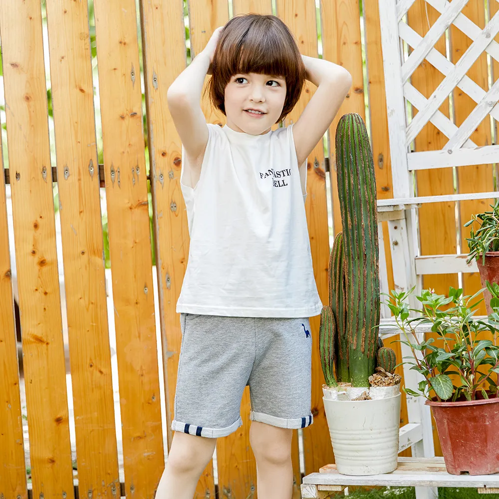 Niño pequeño Chico Informal Pantalones cortos Gris claro big image 1