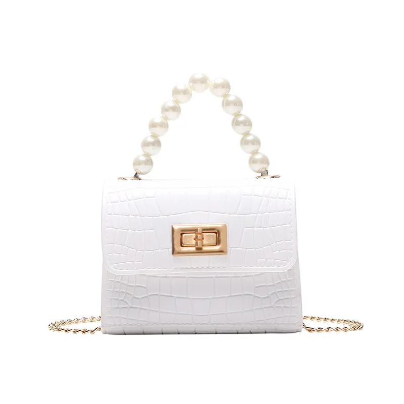 Kleinkind / Kind geprägte Faux-Perlen Top-Griff Satchel Handtasche Umhängetasche big image 5