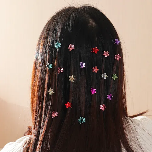 Lot de 20 pinces à cheveux multicolores en forme de fleur pour femme