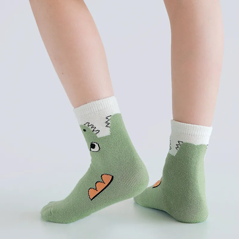 5-pairs Toddler Cartoon Dinosaur Pattern Socks Set Green image 2
