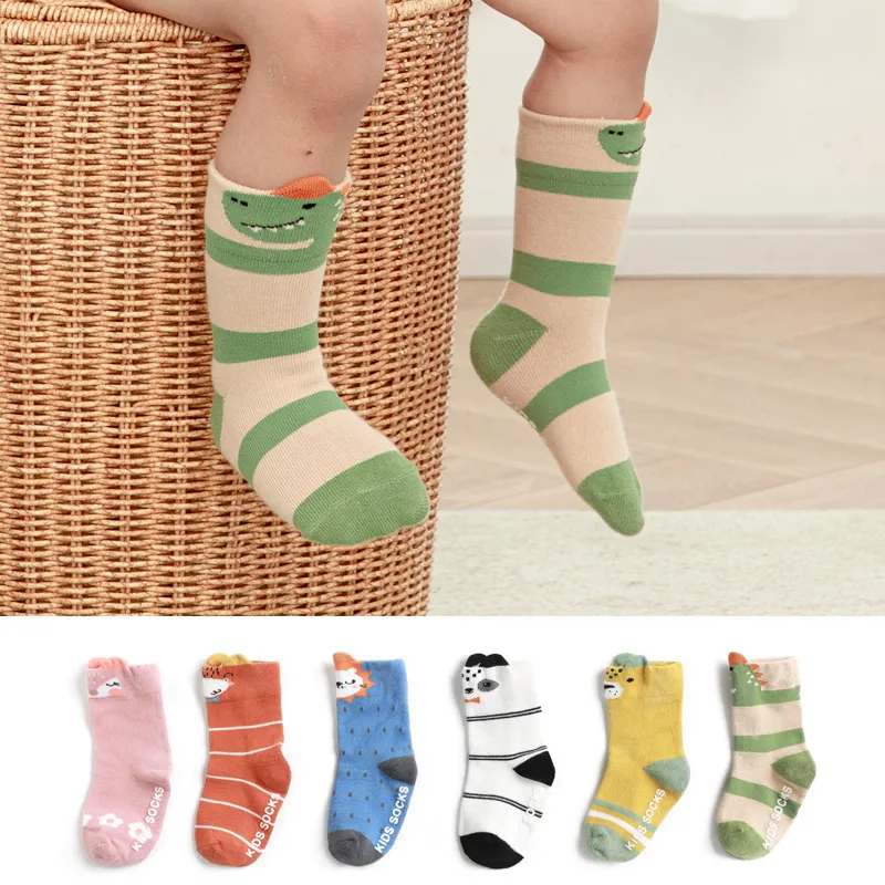 Baby Cartoon Animal Pattern Socks Green big image 1
