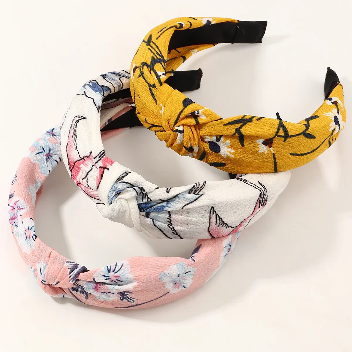 3-pack Floral Pattern Knot Decor Hair Hoop Headband for Girls  big image 1