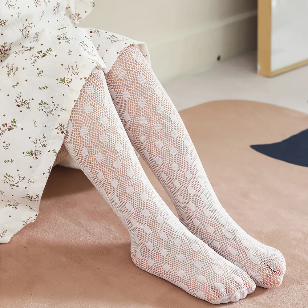 Toddler / Kid Polka Dots Pattern Mesh Thin Pantyhose  big image 1