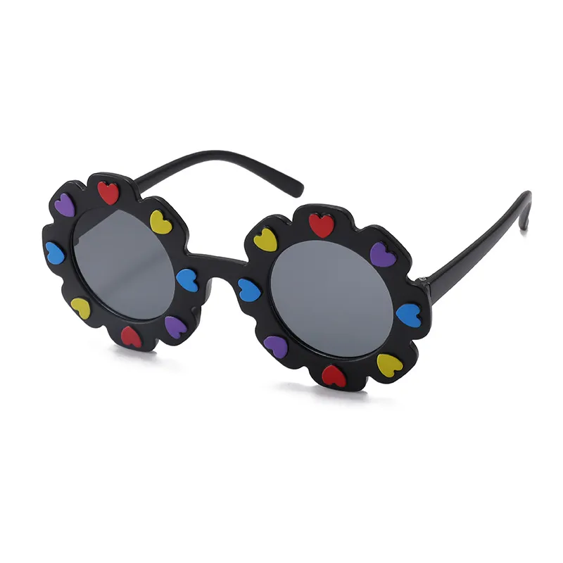 occhiali con montatura floreale per bambino / bambino cuore decoro (con custodia per occhiali) Nero big image 1