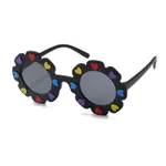 Toddler / Kid Heart Decor Floral Frame Glasses (With Glasses Case) Black