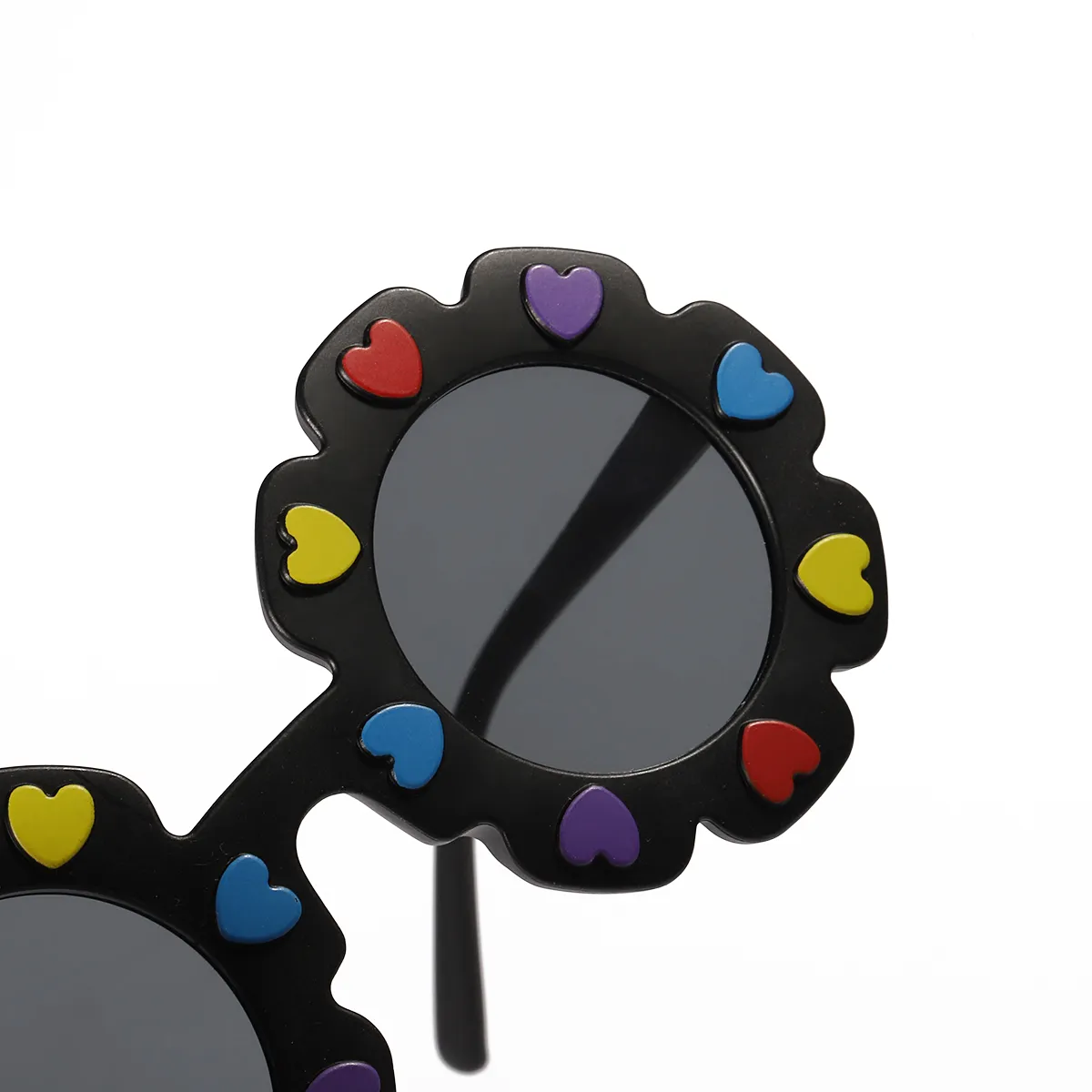 anteojos con montura floral para niños pequeños / niños con decoración de corazón (con estuche para anteojos) Negro big image 1