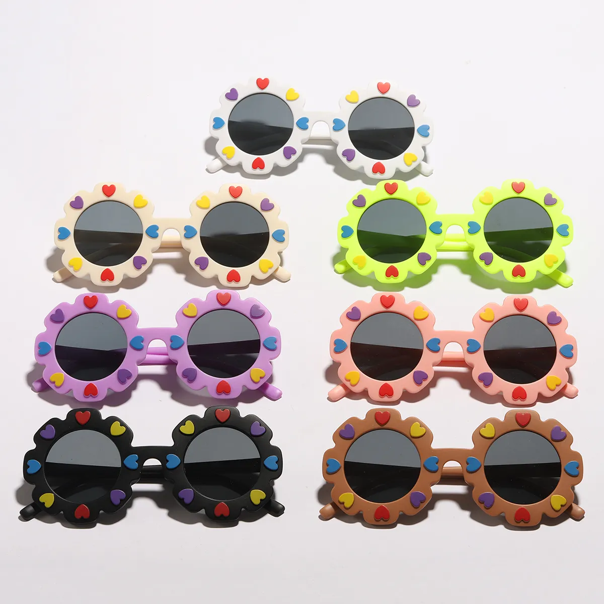 occhiali con montatura floreale per bambino / bambino cuore decoro (con custodia per occhiali) Nero big image 1