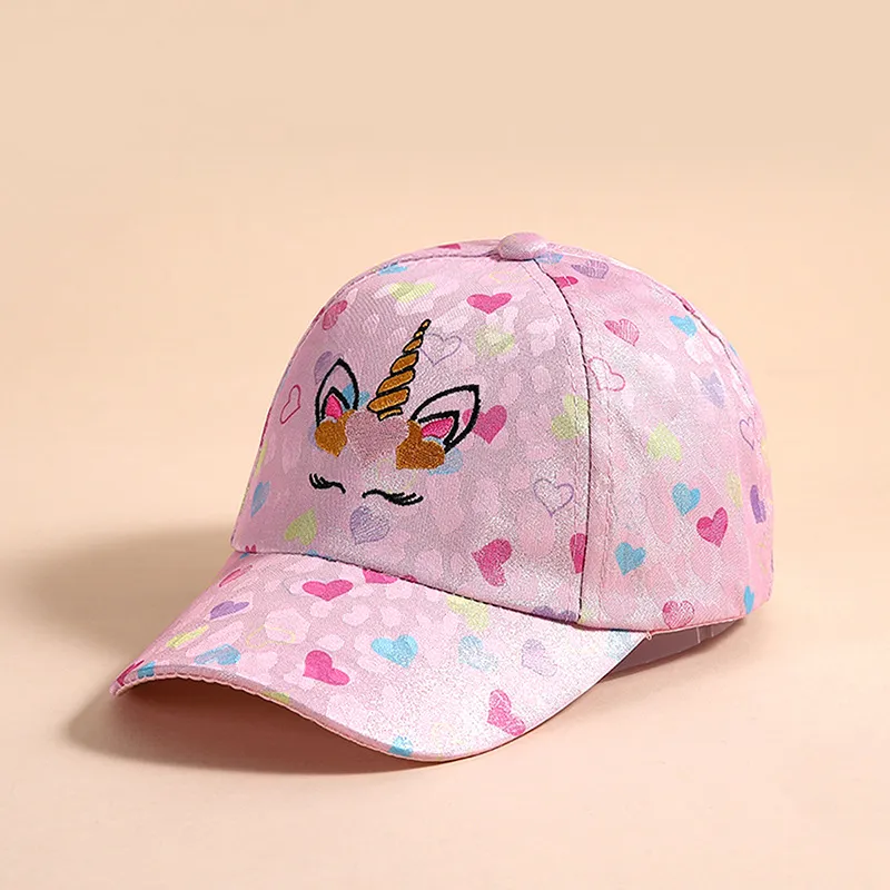 Toddler/Kid's Love Unicorn Pattern Cap Pink big image 1