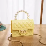 Toddler/Kid Girls Pearl Handheld Cross-body Jelly Bag Amarillo