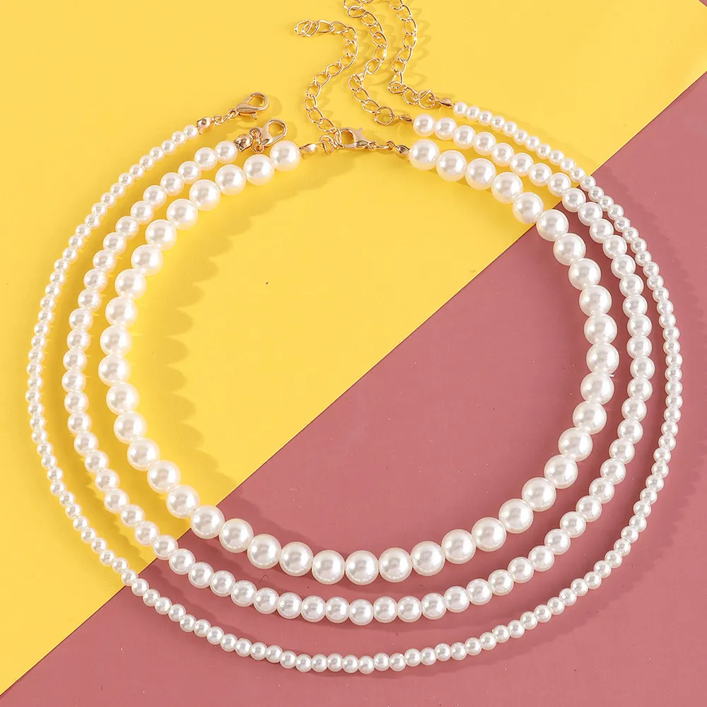 3-pack Kid Pearl Necklace Set  White big image 1