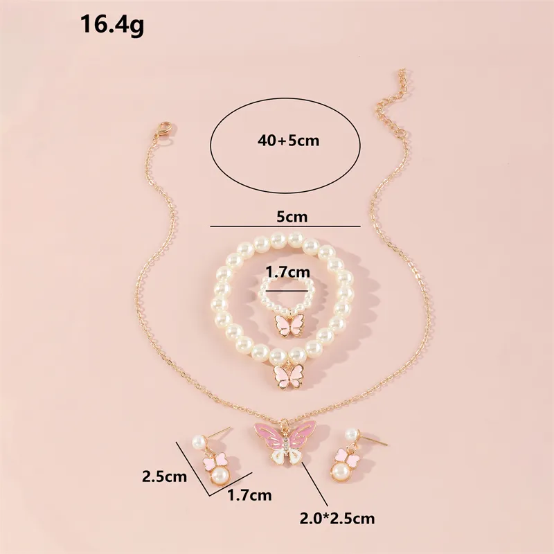 5pcs Toddler/Kid Butterfly Necklace Ring Bracelet Earring Set  big image 5