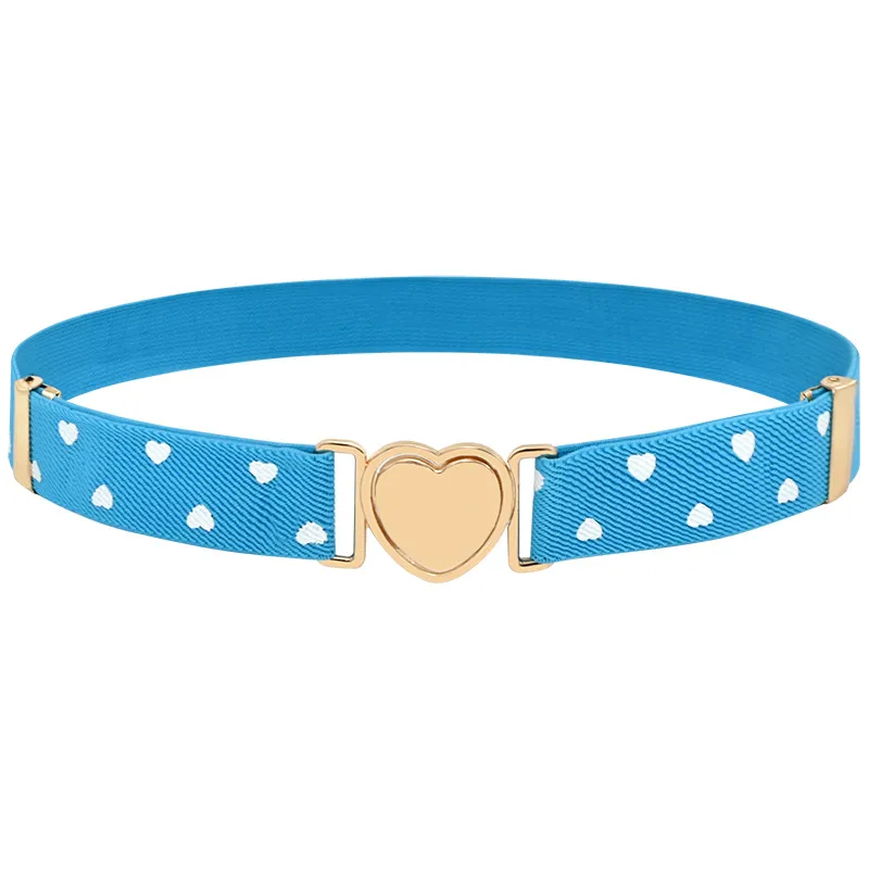 Toddler/Kid Girl Padrão de coração elástico elástico ajustável cintura Azul Claro big image 1