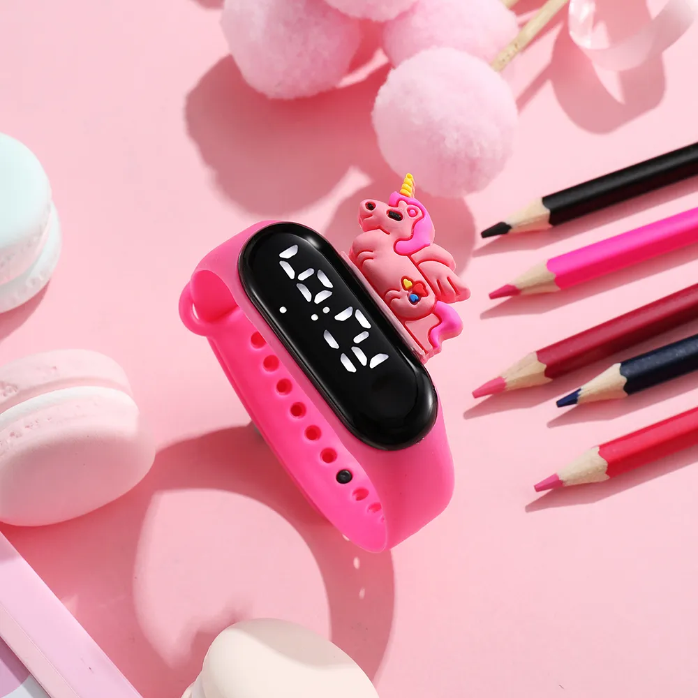 Kid LED Cartoon Unicorn Cute Watch (with Packaging Box) Pink