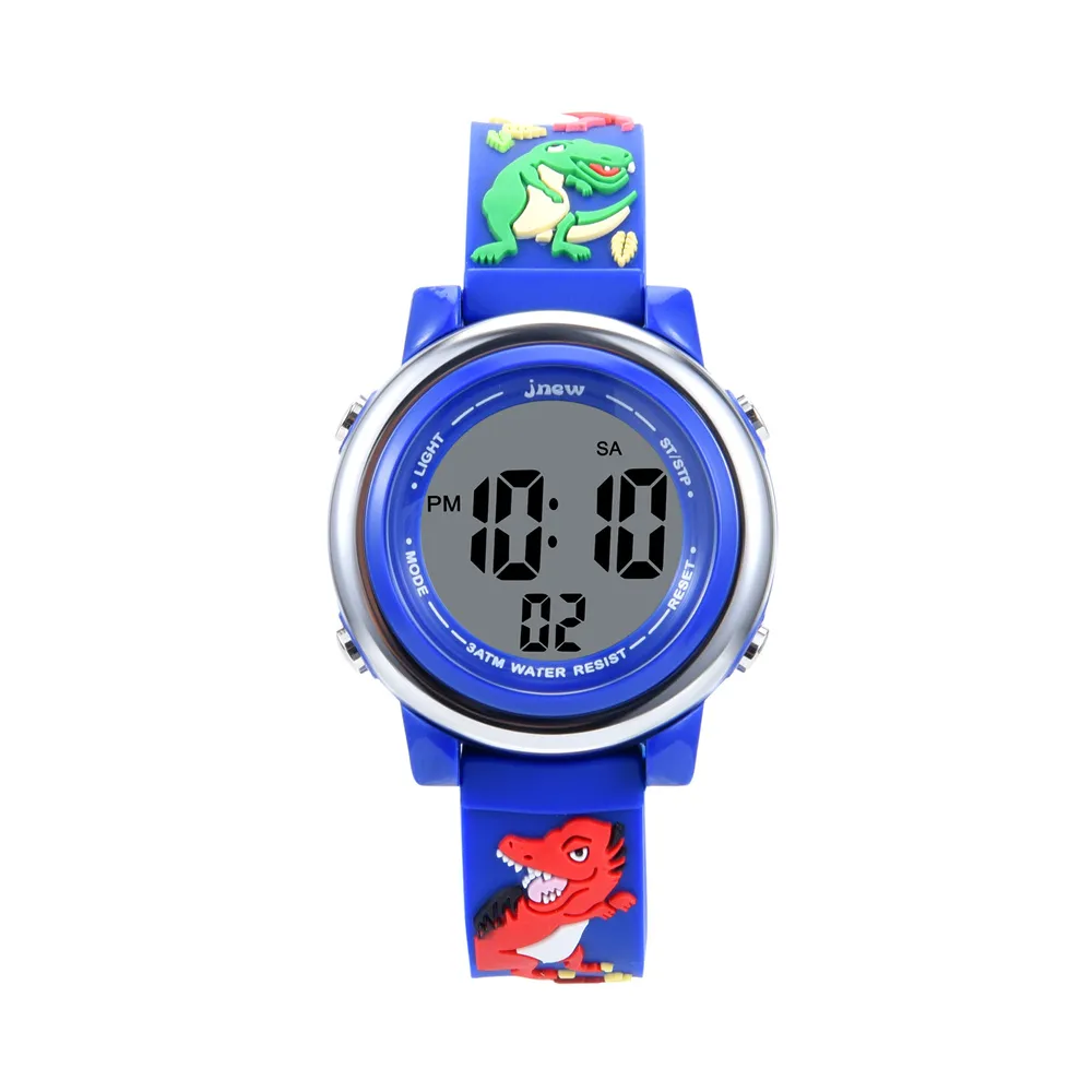 Toddler/Kid Waterproof Cute Dinosaur Graphic 7 Colors Light Watch Blue