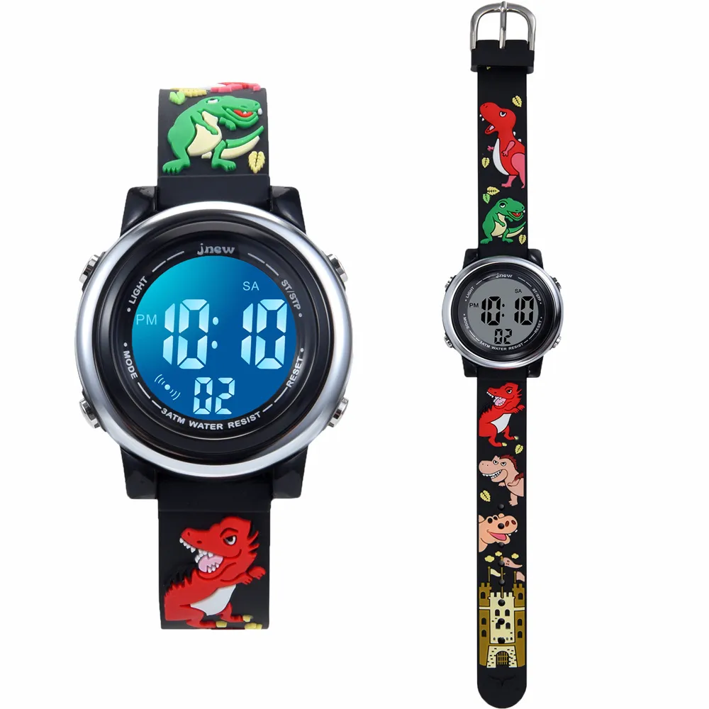 Toddler/Kid Waterproof Cute Dinosaur Graphic 7 Colors Light Watch  image 2