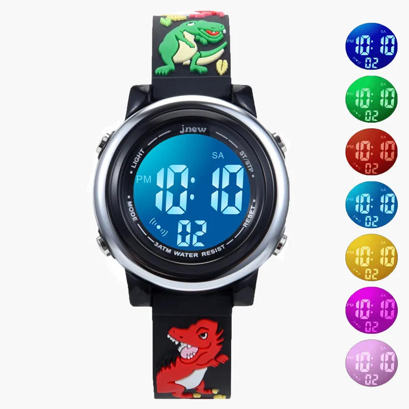 Toddler/Kid Waterproof Cute Dinosaur Graphic 7 Colors Light Watch  image 5