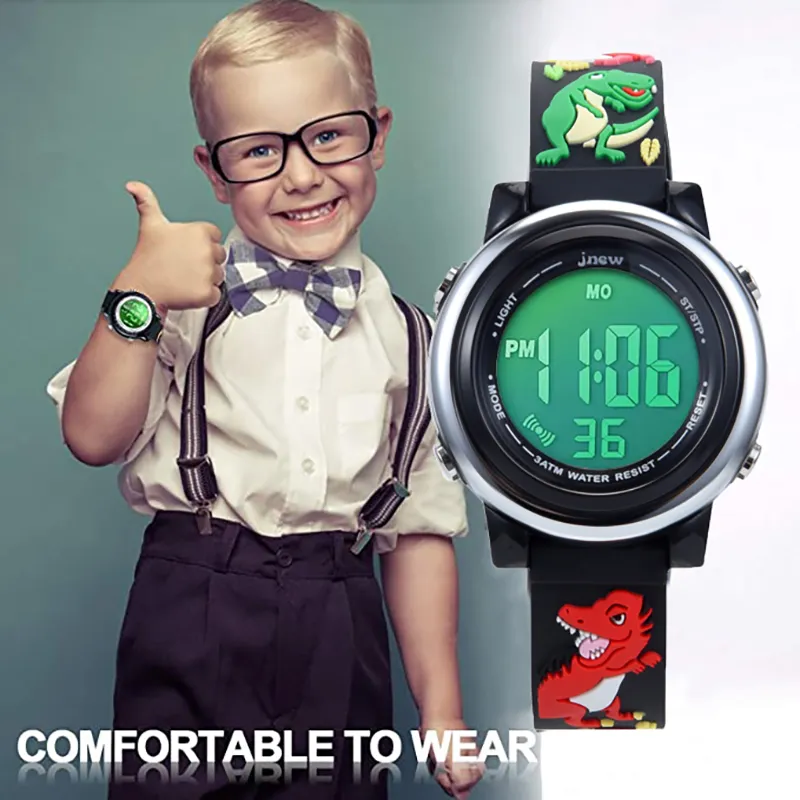 Toddler/Kid Waterproof Cute Dinosaur Graphic 7 Colors Light Watch  image 6