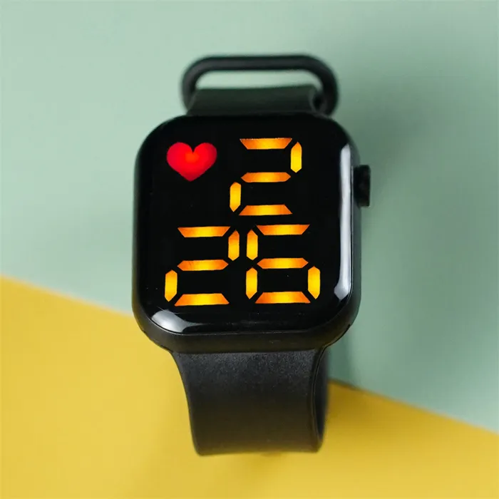 Toddler / Kid LED Watch Digital Smart Square Electronic Watch (avec boîte d’emballage)