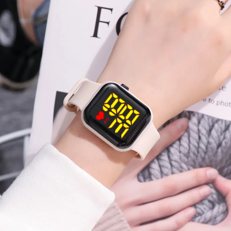 Kleinkind / Kind LED-Uhr Digitale Smart Square elektronische Uhr (mit Verpackungsbox) Cremeweiß big image 1