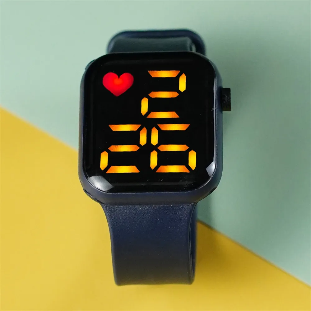 Toddler / Kid LED Watch Digital Smart Square Electronic Watch (With packing box) Dark Blue