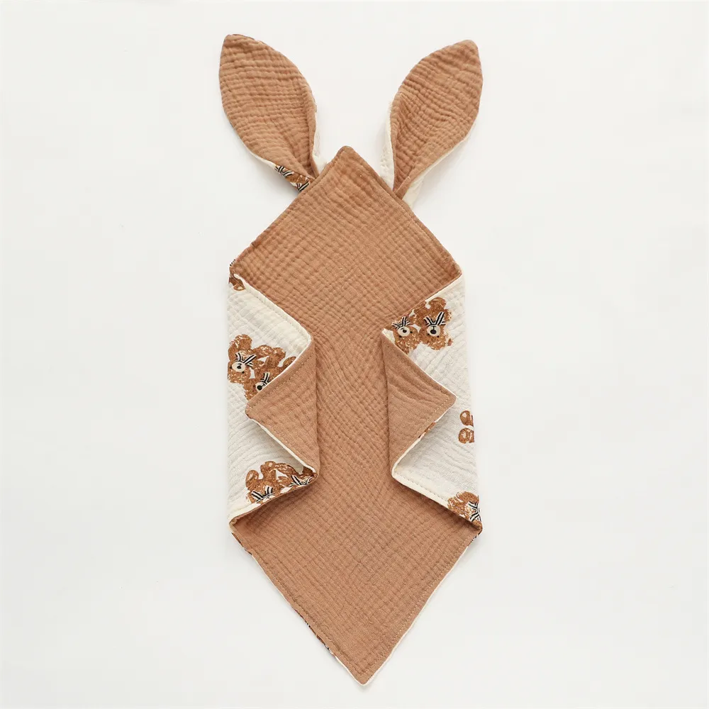 Baby Cotton Gauze Double-Layered Drool Bib Brown image 6