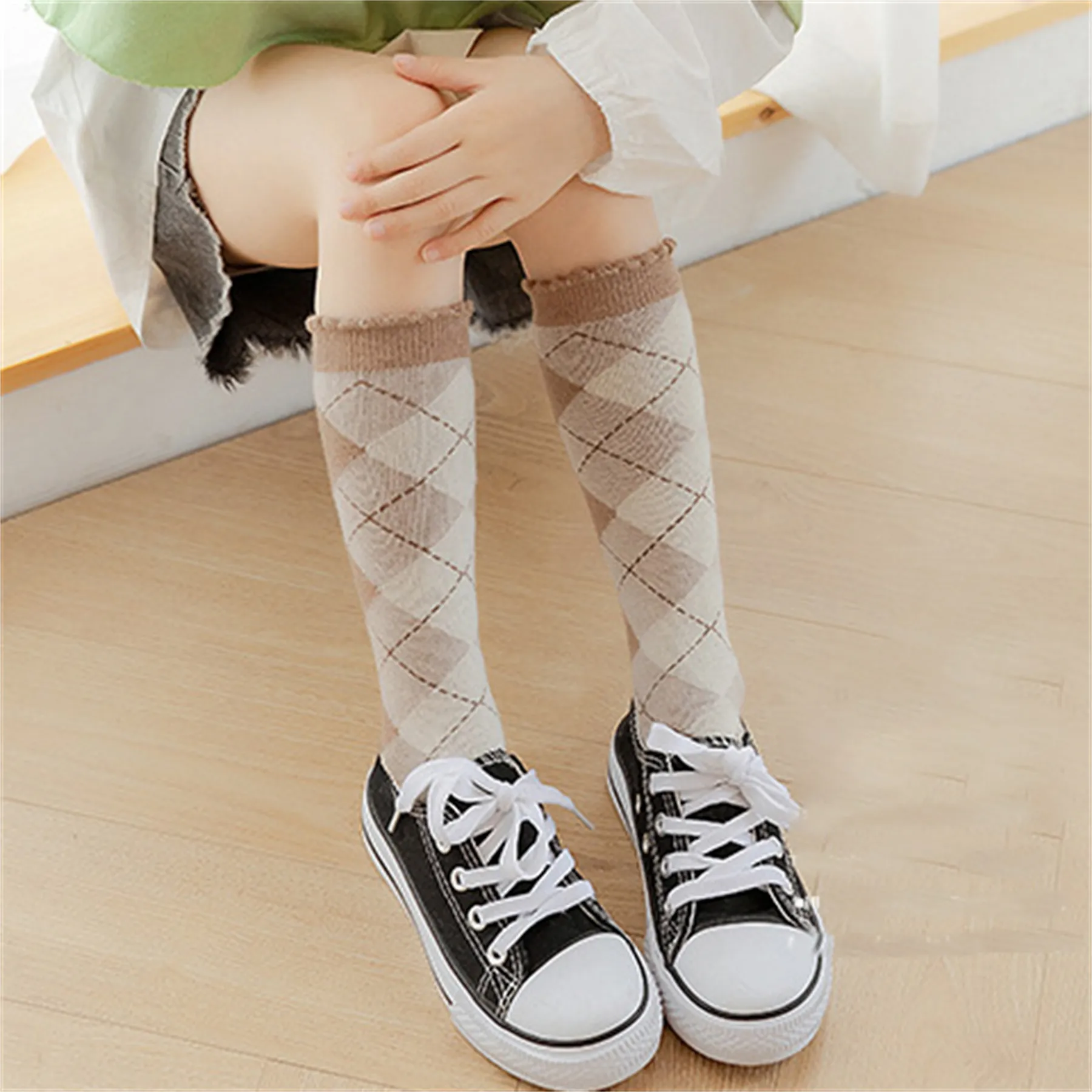 Toddler/kids All-match Style Diamond-shaped Plaid Socks