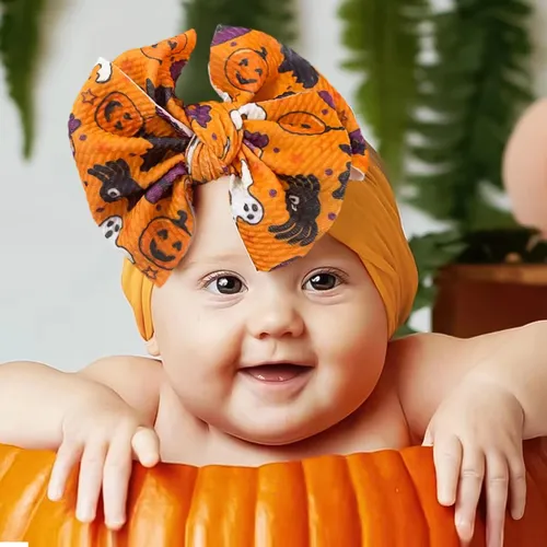 Baby Childlike Halloween Printed Bow Hair Belt
