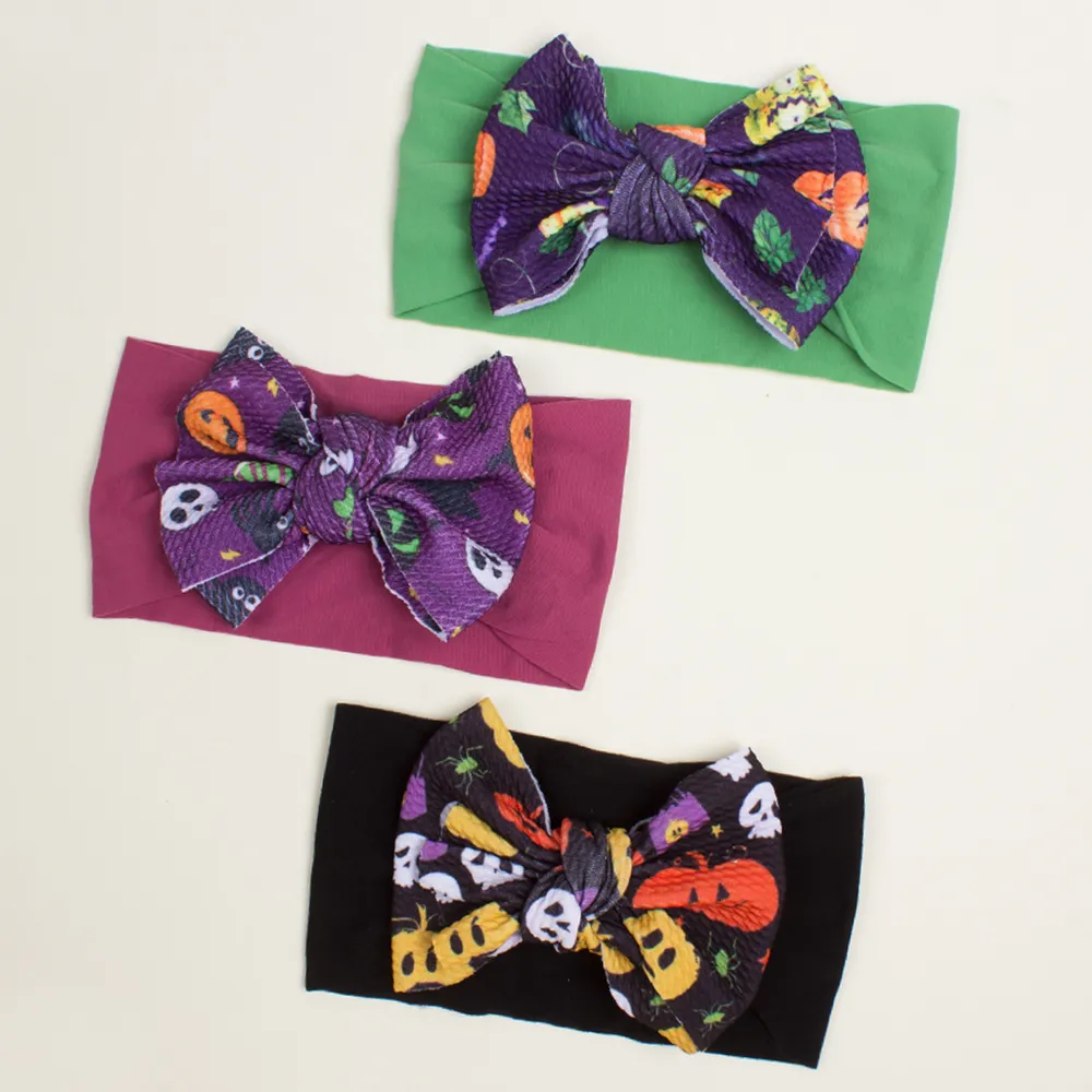 Baby Childlike Halloween Printed Bow Hair Belt big image 3