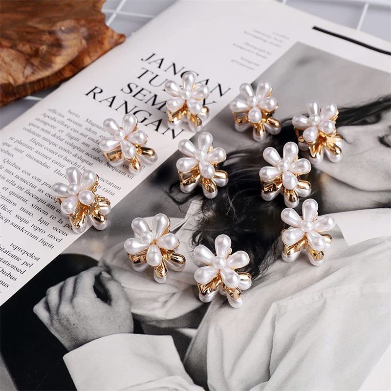 

10-pack Kids/toddler Literary and retro pearl flower-shaped small clips for Girl
