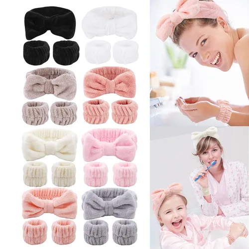 bow-embellished headband and wristlet set,flannel material, Soft and Comfortable,for Mommy and Me
