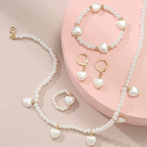 Kinder Perlenschmuck-Set, einschließlich Halskette, Armband, Ring, Ohrringe für Mädchen