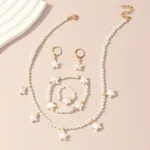 Kids Pearl jewelry set,  including necklace, bracelet, ring, earrings for Girl Beige