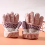 Toddler/kids stripe points Winter Warm Knitted Gloves for Unisex Pink image 3