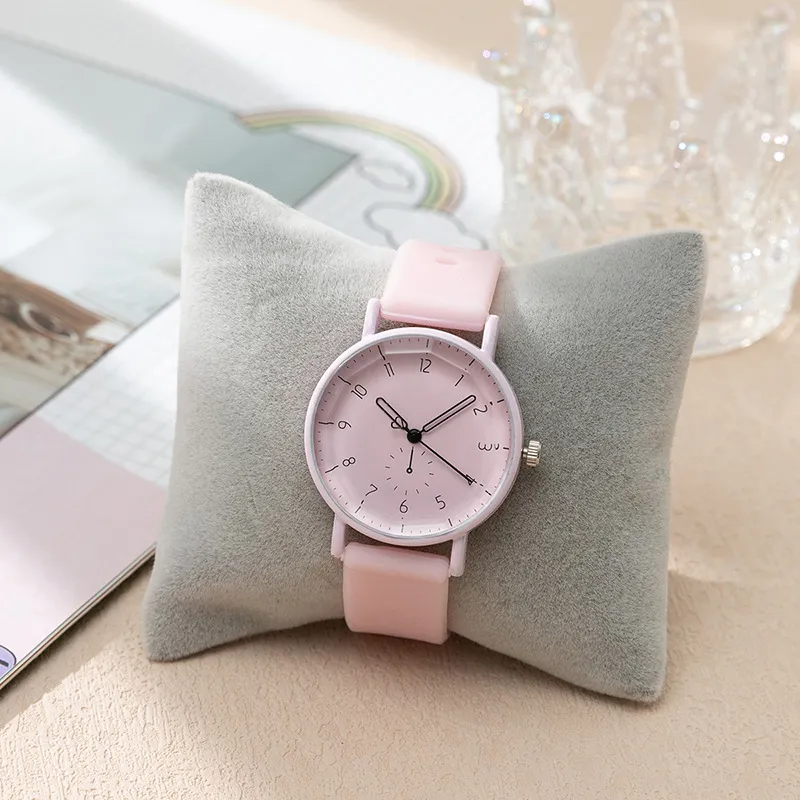 Toddler/kids Candy Color Silicone Quartz Student Watch for Unisex Pink big image 1