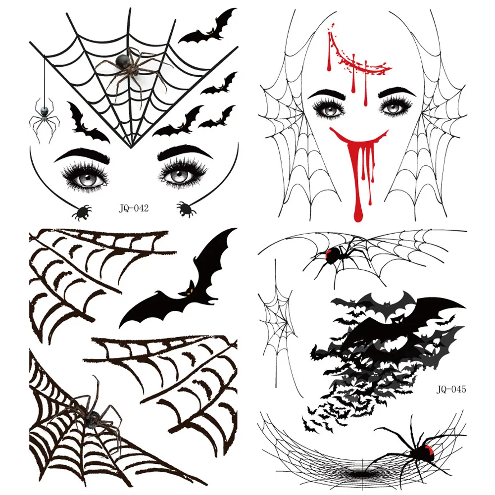 5-pack adulti / bambini ama gli adesivi del tatuaggio spaventoso di Halloween Nero big image 1