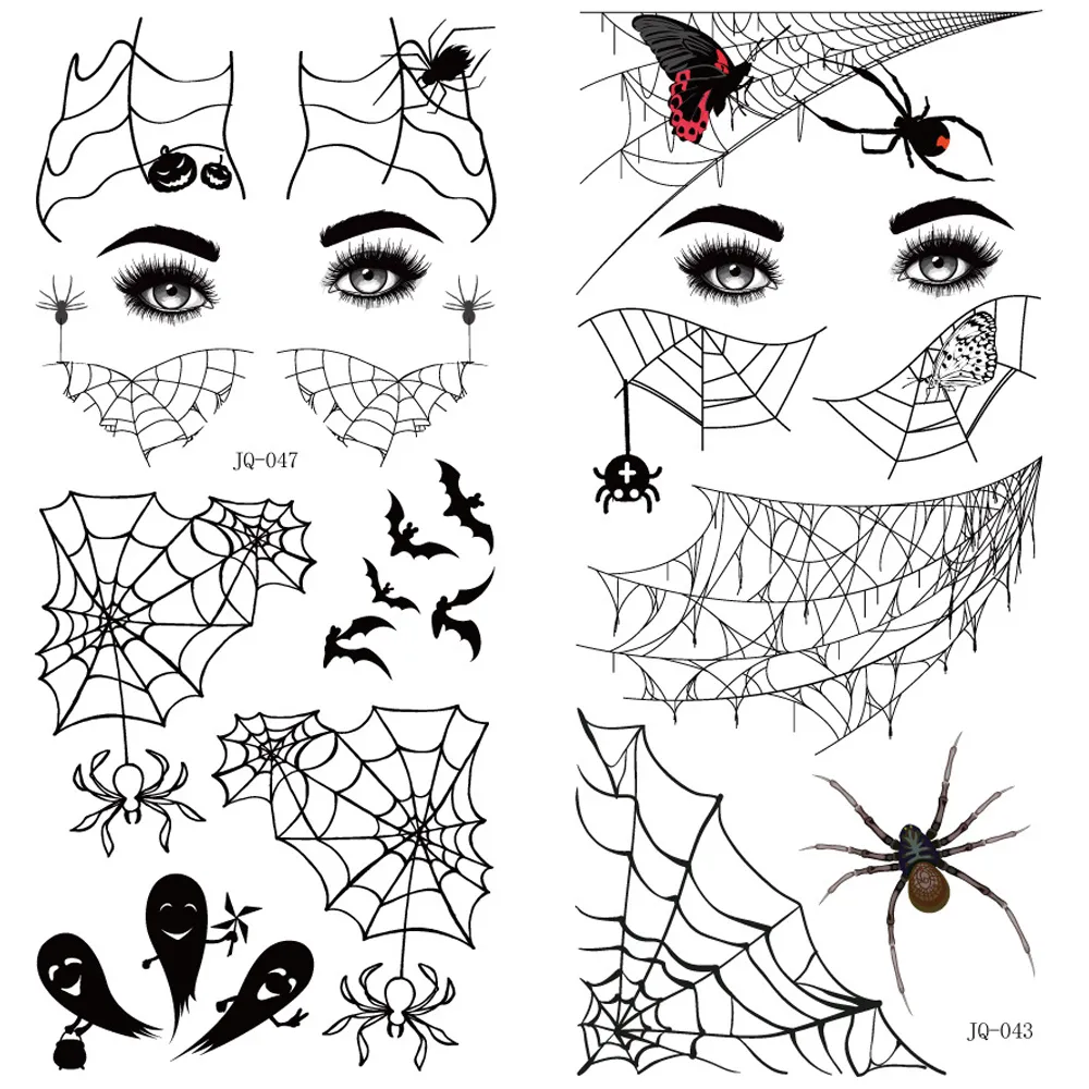 5er-Pack Erwachsene/Kinder mögen Halloween gruselige Tattoo-Aufkleber schwarz big image 1