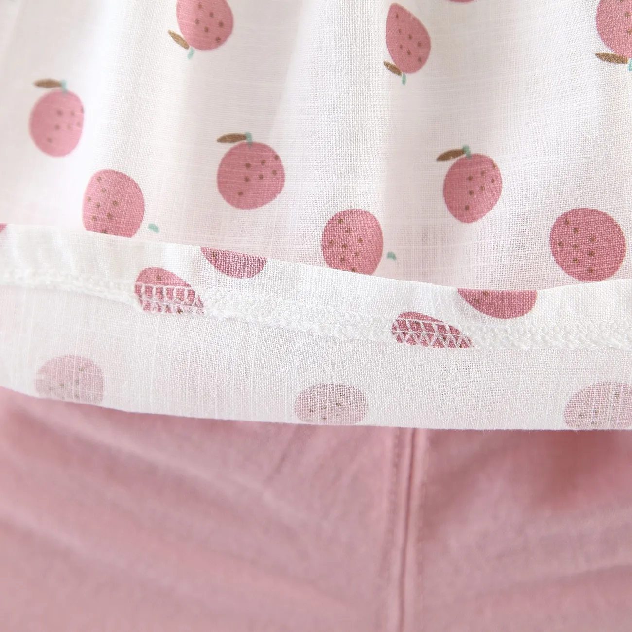 2-piece Toddler Girls Fruit Print Bow Top and Shorts Set Pink big image 1
