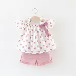 2-piece Toddler Girls Fruit Print Bow Top and Shorts Set Pink